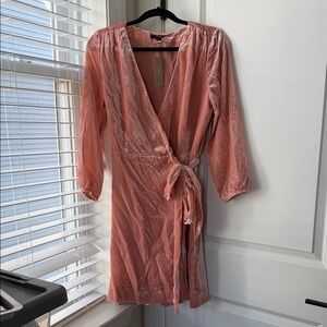 NWT J.Crew Pink Velvet Wrap Dress